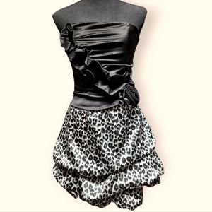 Homecoming Strapless Satin Lepard Print Party Dress Size 1 by Teeze Me